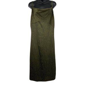 Saks Fifth Avenue Women Dress Size 6 Olive Green Animal Cowl Sleeveless NWT New